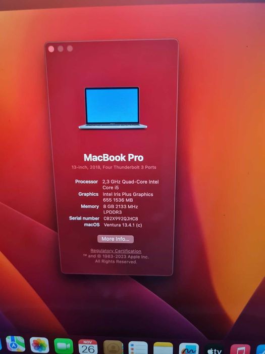MacBook Pro 13” (2018) – Touch Bar, Запазен