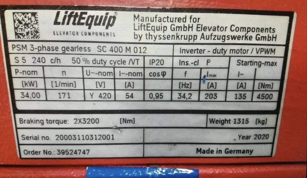 Motor lift industrial