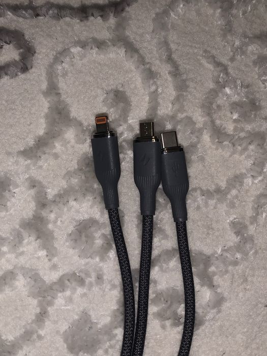 Кабель USB, тройной провод USB 3 в 1 (Lightning+micro Usb+TYPE-C)