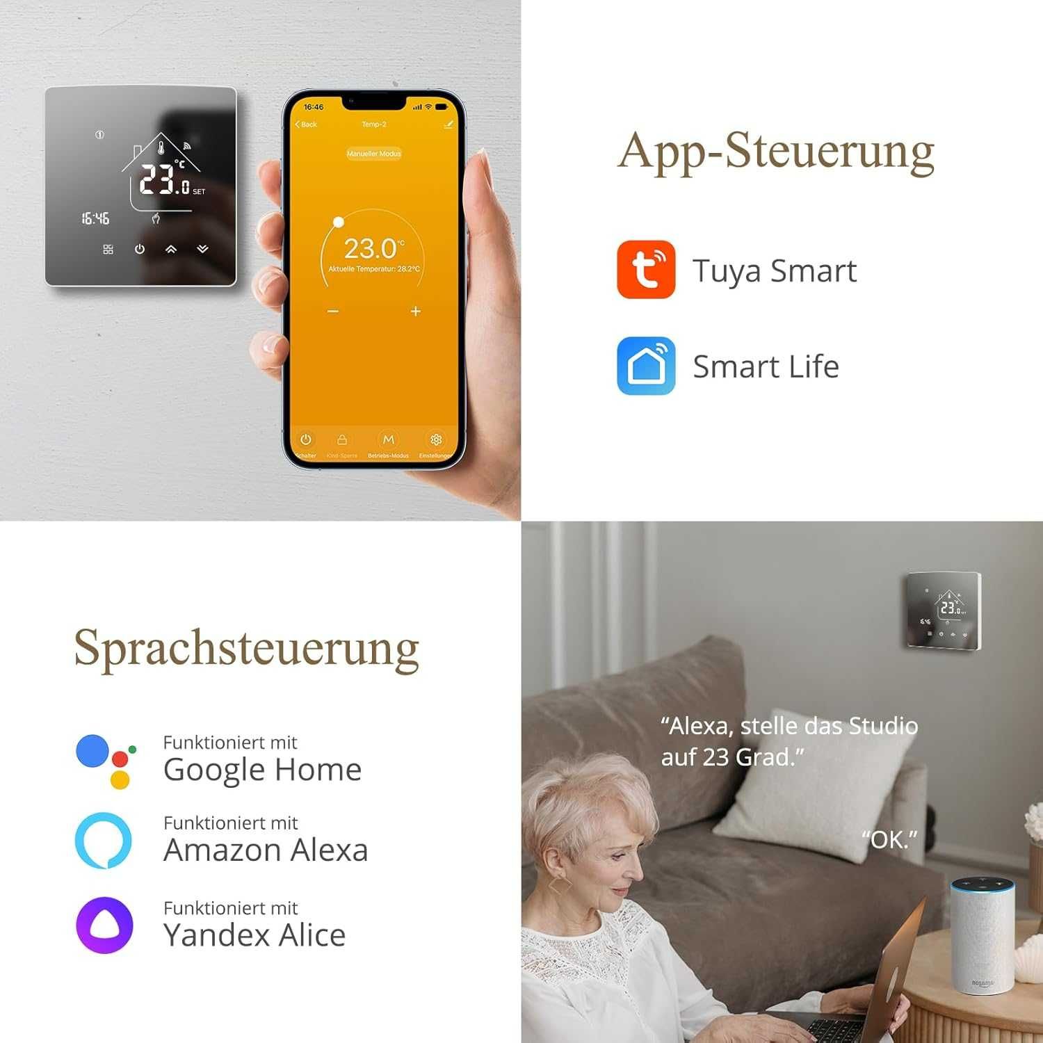 Termostat Camera Inteligent WIFI digital  Compatibil Alexa,Google Home