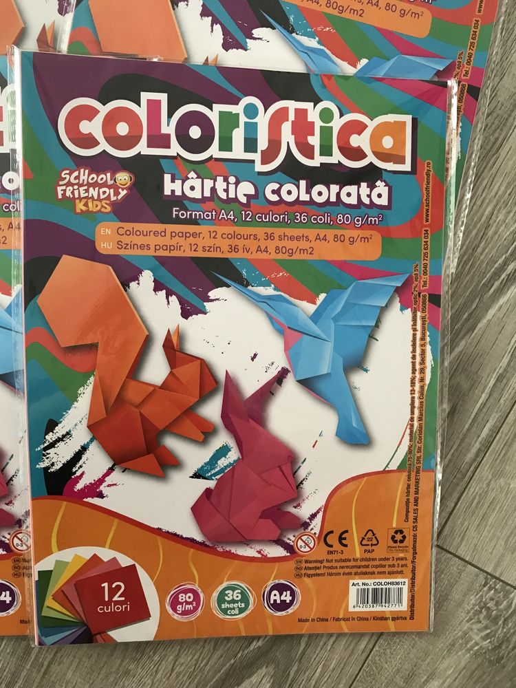 Hârtie colorata A4 -12 culori-36 coli noua