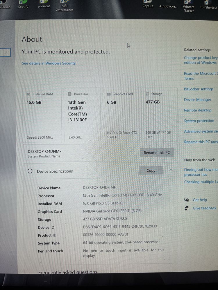 PC Gaming i3-13100F 16 GB GTX 1660Ti