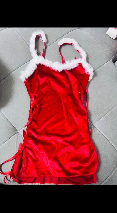 Lenjerie sexy din catifea de Crăciun M/L