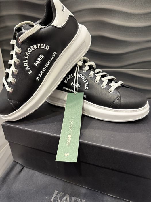 ПРОМО! Черни сникърси от естествена кожа Karl Lagerfeld 37 номер
