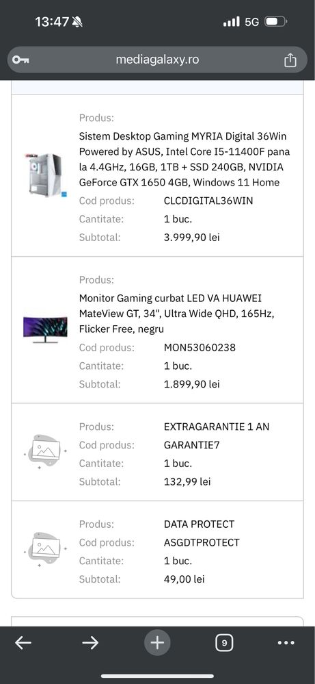 PC Gaming utilizat foarte putin 10/10 Si Monitor gaming curbat 165 Hz