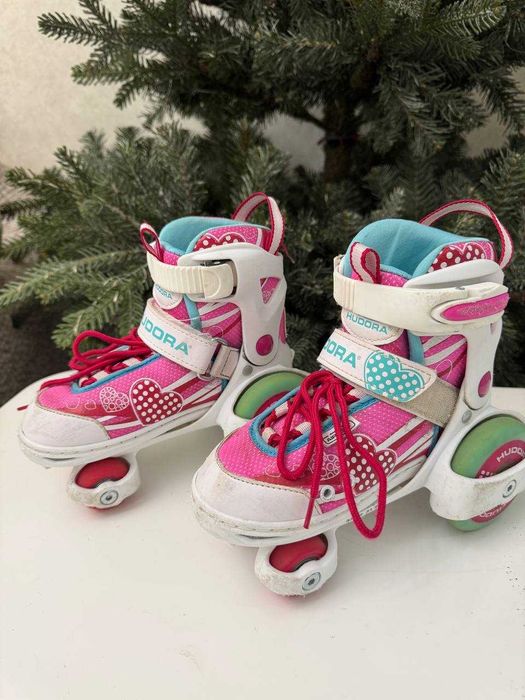 Раздвижные ролики-квады HUDORA +шлем, размер 30-33