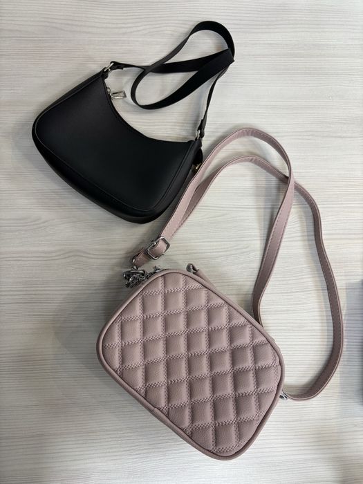 Сумки Багет (Черная) и Кросс-боди Стеганая (Розовая)