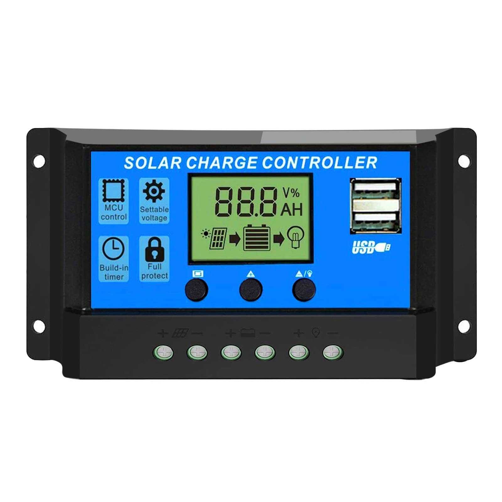 Интелигентен LCD соларен контролер 12V-24V 10A