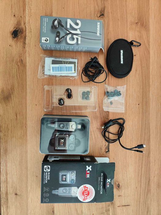 Безжична in-ear система XVive U4 + слушалки Shure SE215-K-EFS