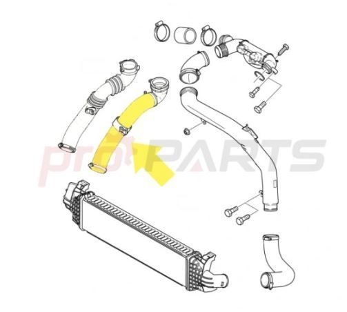 Furtun intercooler Ford Focus C-Max, 202007; Focus, 202011, Volvo C30, 202012; S40/V50, 202012; Motor 1.6 D/D2, 1.6 Tdci, Cauciuc, 52/52 Mm, OE: 1323813; 1439412; 1496240; 31261230; 6m516k863ha;