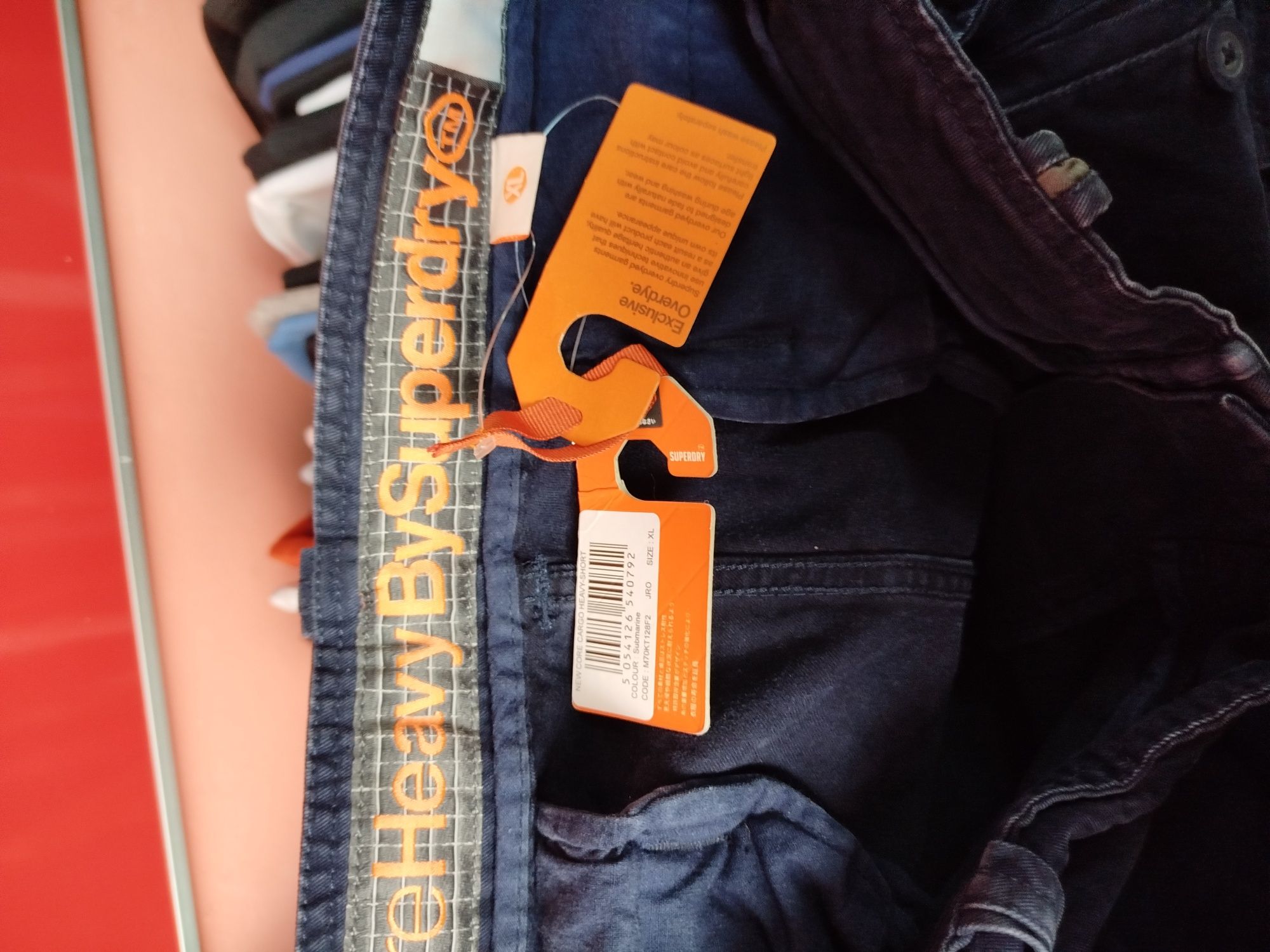 Оригинални къси карго панталони Superdry нови мъжки сини