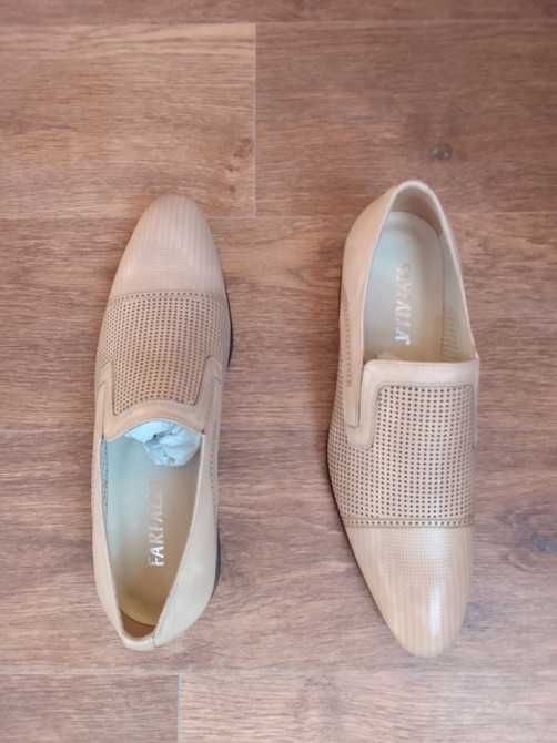 Туфли светлые мужские летние из натуральной кожи, разм.42