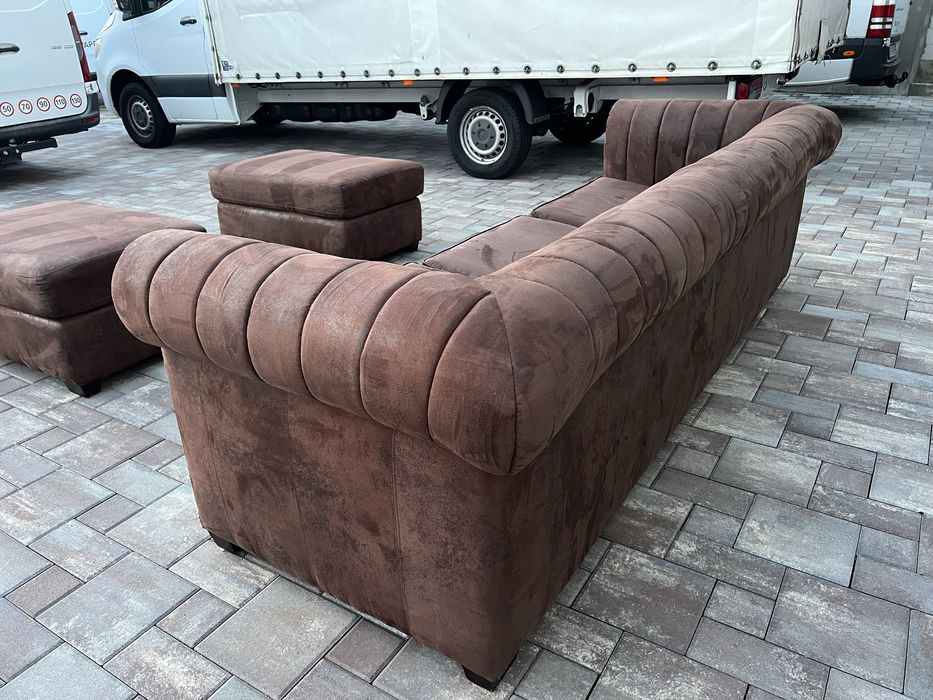 Canapea Sufragerie ~ Dormitor XXL tip Chesterfield +  2 x Taburet