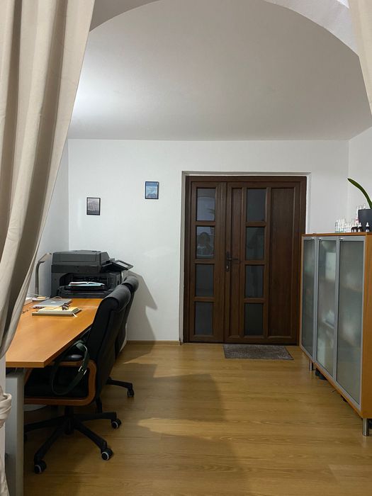 Birou din Italia din lemn masiv și aluminiu 2 locuri + dulap documente