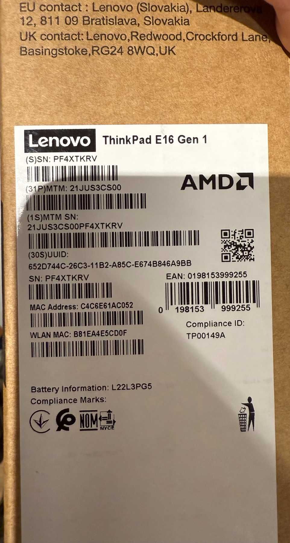 Laptop Lenovo ThinkPad E16 Gen 1 AMD
