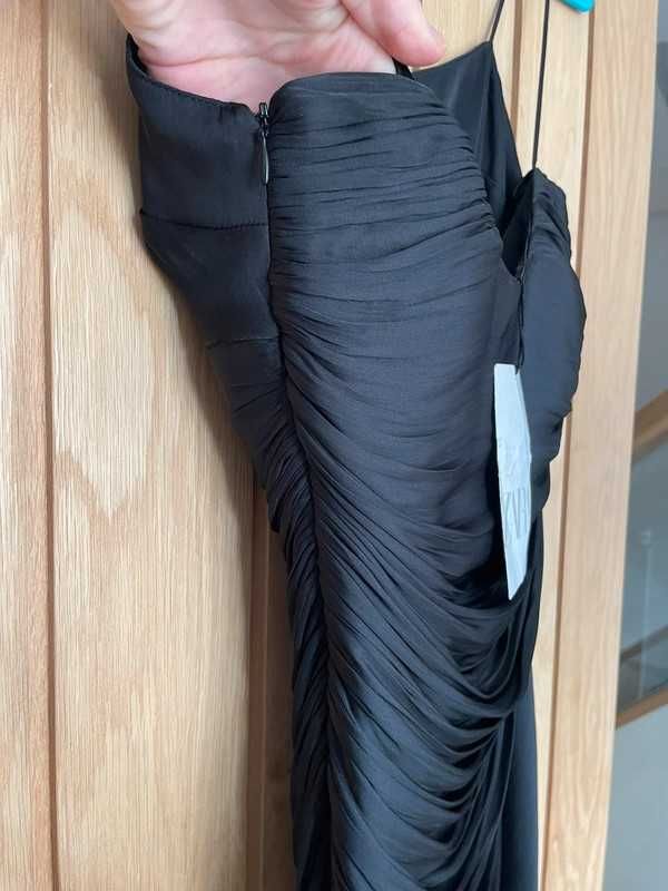 Zara rochie mini scurta neagra bretele tip corset
