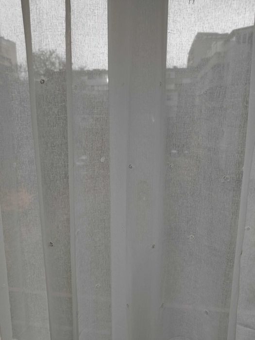 Пердета 8 броя плътни и тънки в сиво и бяло, завеси за цяла стая