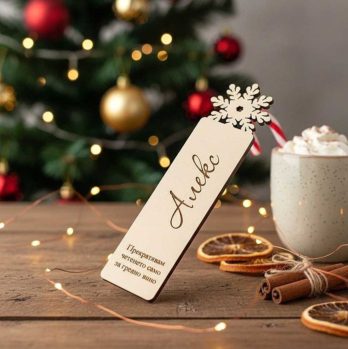 Персонализиран дървен книгоразделител с име – уникален подарък