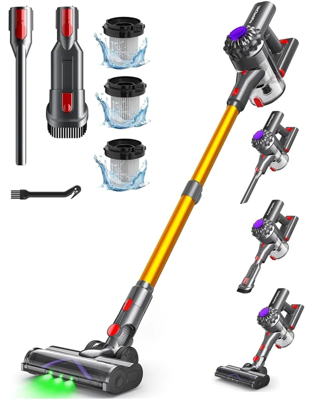 Aspirator vertical fara fir Pro V15 iluminare LED, filtrare 99.99