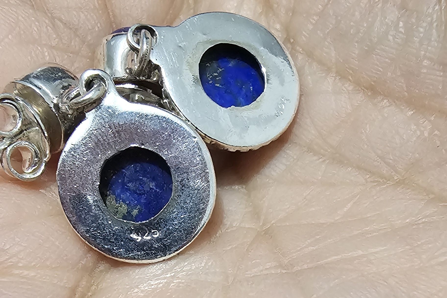 cercei argint 925 surub cu piatra naturala lapis lazuli ( 3 in stoc )