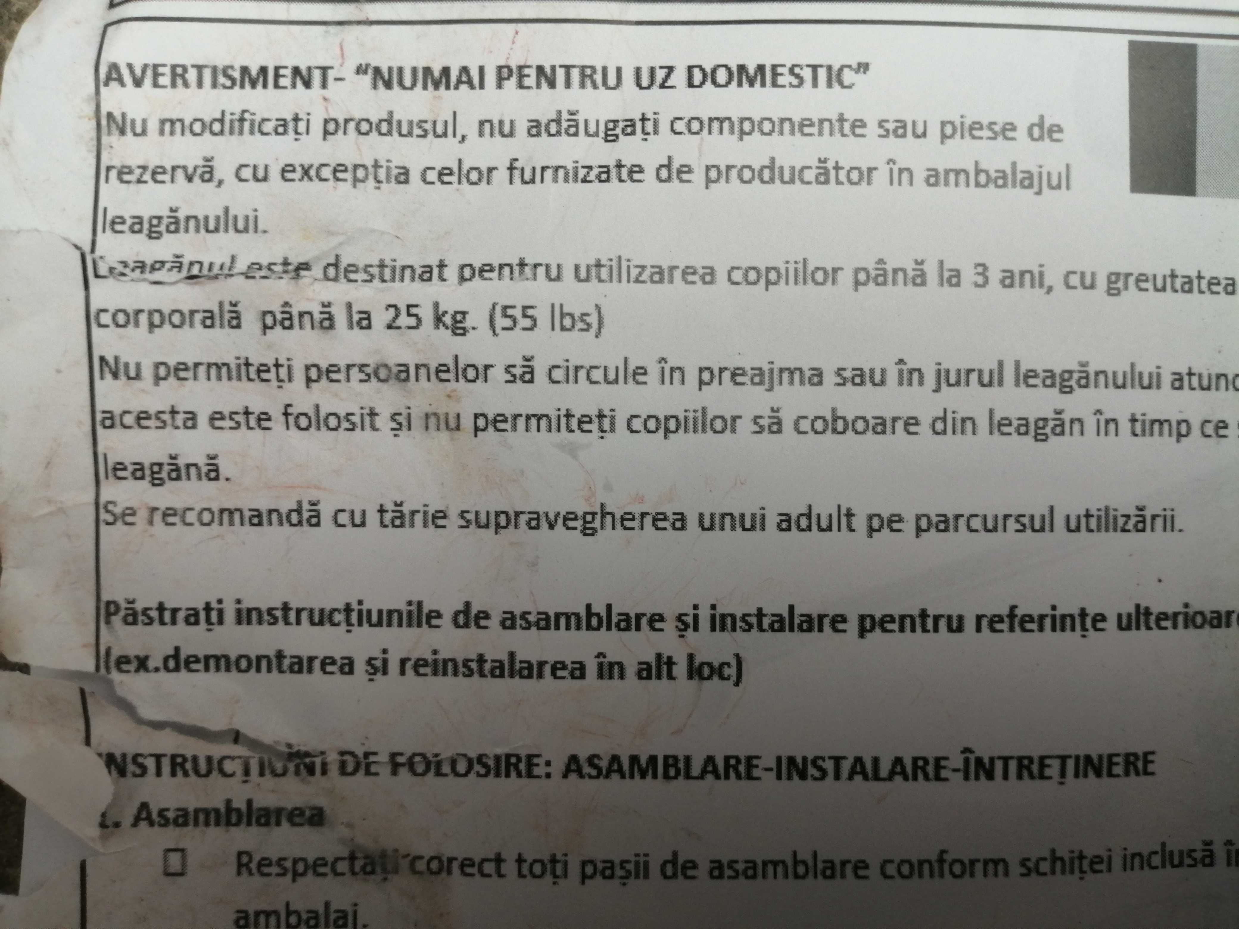 Vand Hinta Balansoar Leagan cu cadru Metalic pentru copii, NOU 299 Lei