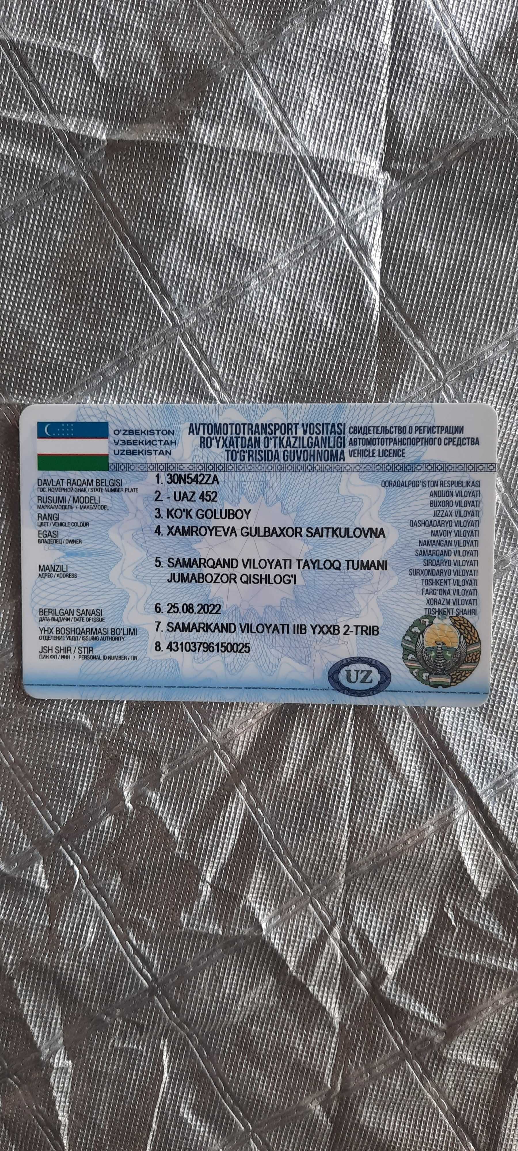 Uaz xolati yaxshi