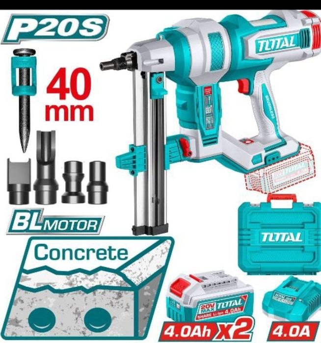 Аккумуляторный пистолет по бетону TOTAL