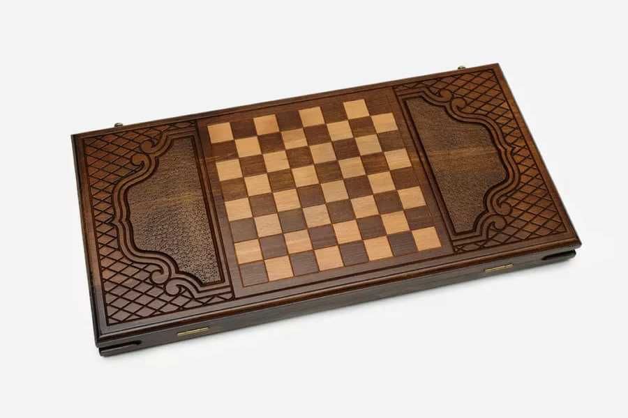 Нарды резные "Орнамент 2" из массива бука (Армения)