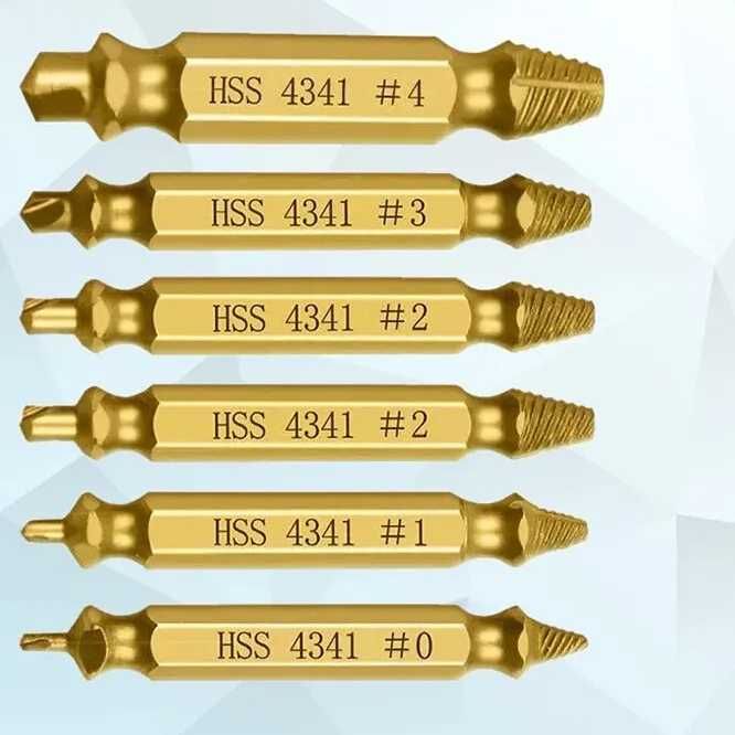 Екстрактори за скъсани болтове и винтове 6 броя с кутия