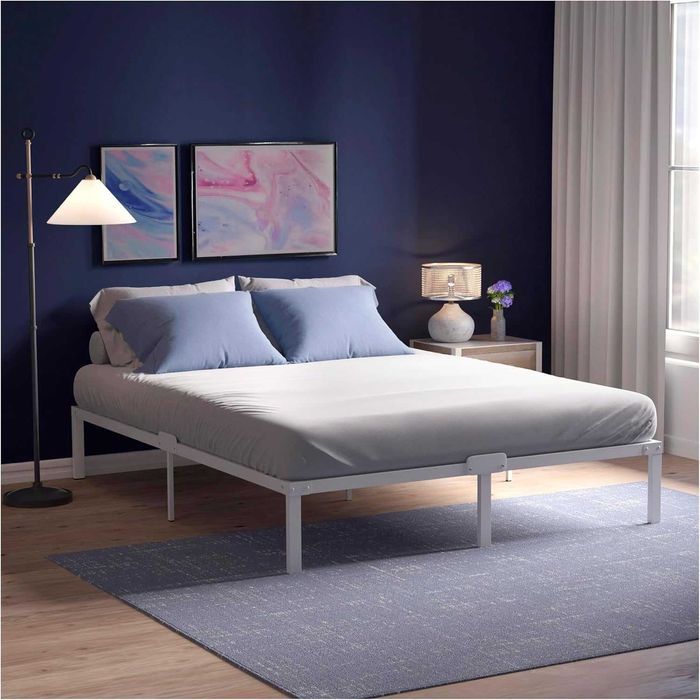 Cadru metalic pat Dreamzie 160 x 200 cm, inaltime 41 cm, alb