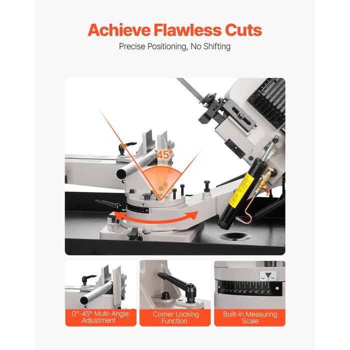 Fierăstrău Banda Metal 1.1KW, Tăiere 177.8x209.55mm, 4 Viteze, 220V