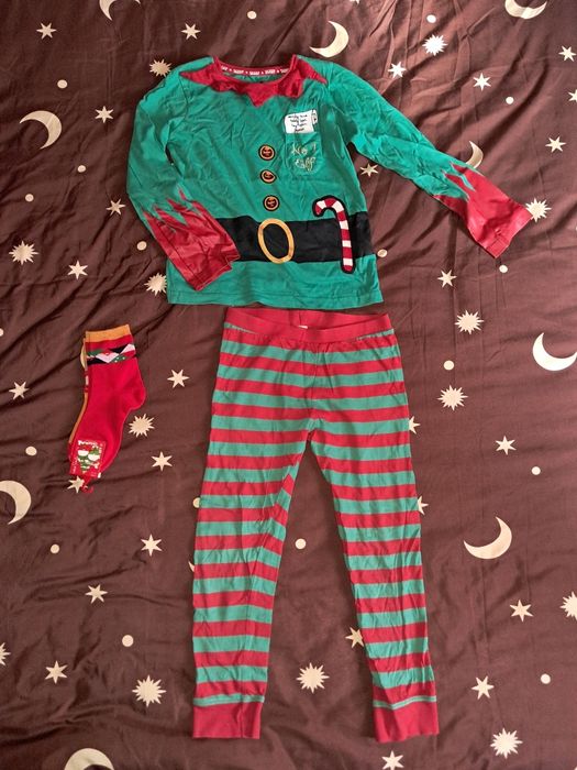 Costum Spiderman cu muschi+mască si costum spiriduș+șosetele Craciun