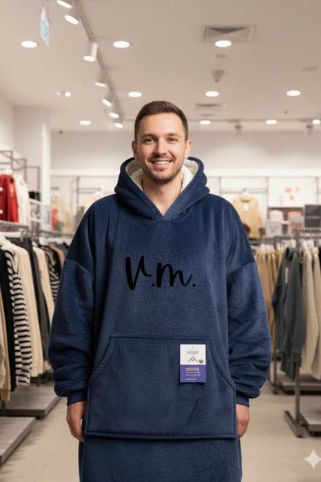 Дебело зимно одеяло с ръкави и качулка