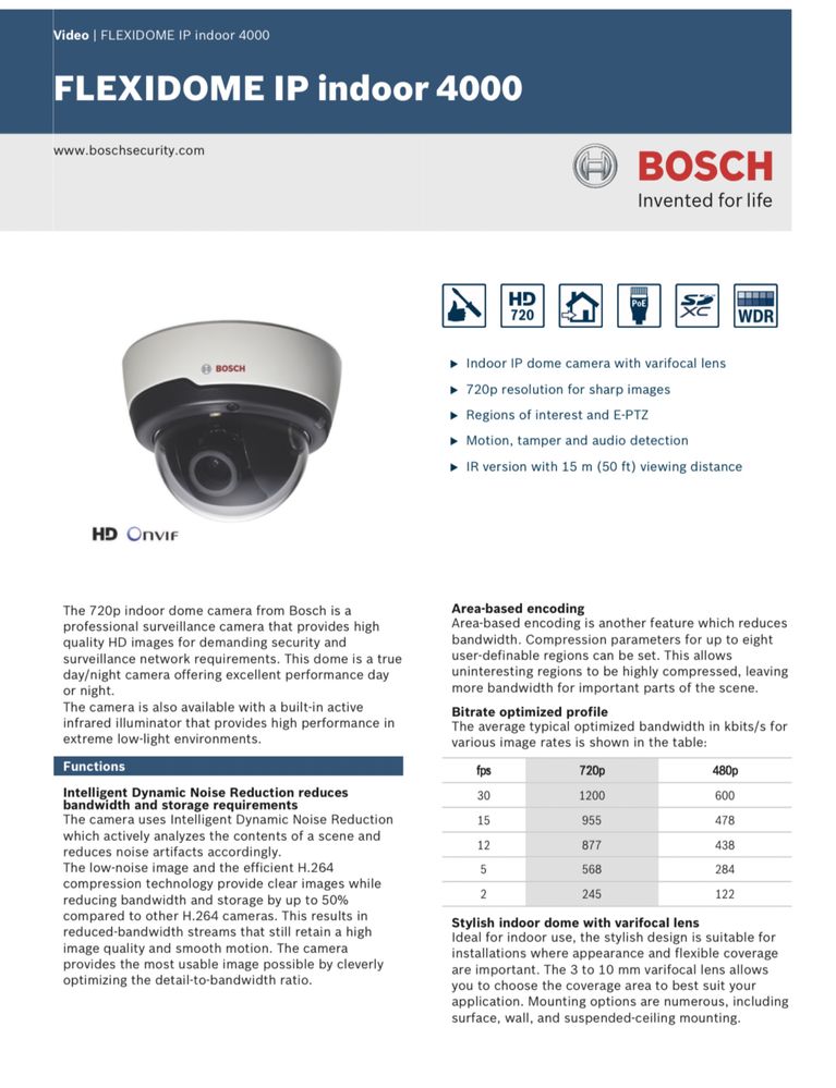 Vând camere supraveghere Bosch flexidome 4000I