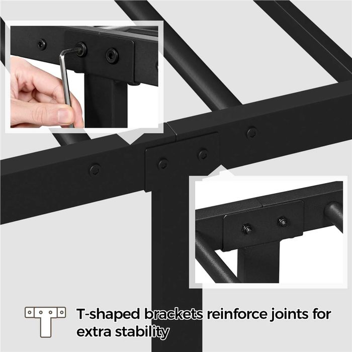 Pat metalic dublu 160x200 cm cu somieră |S 615254 Black(160*200cm)