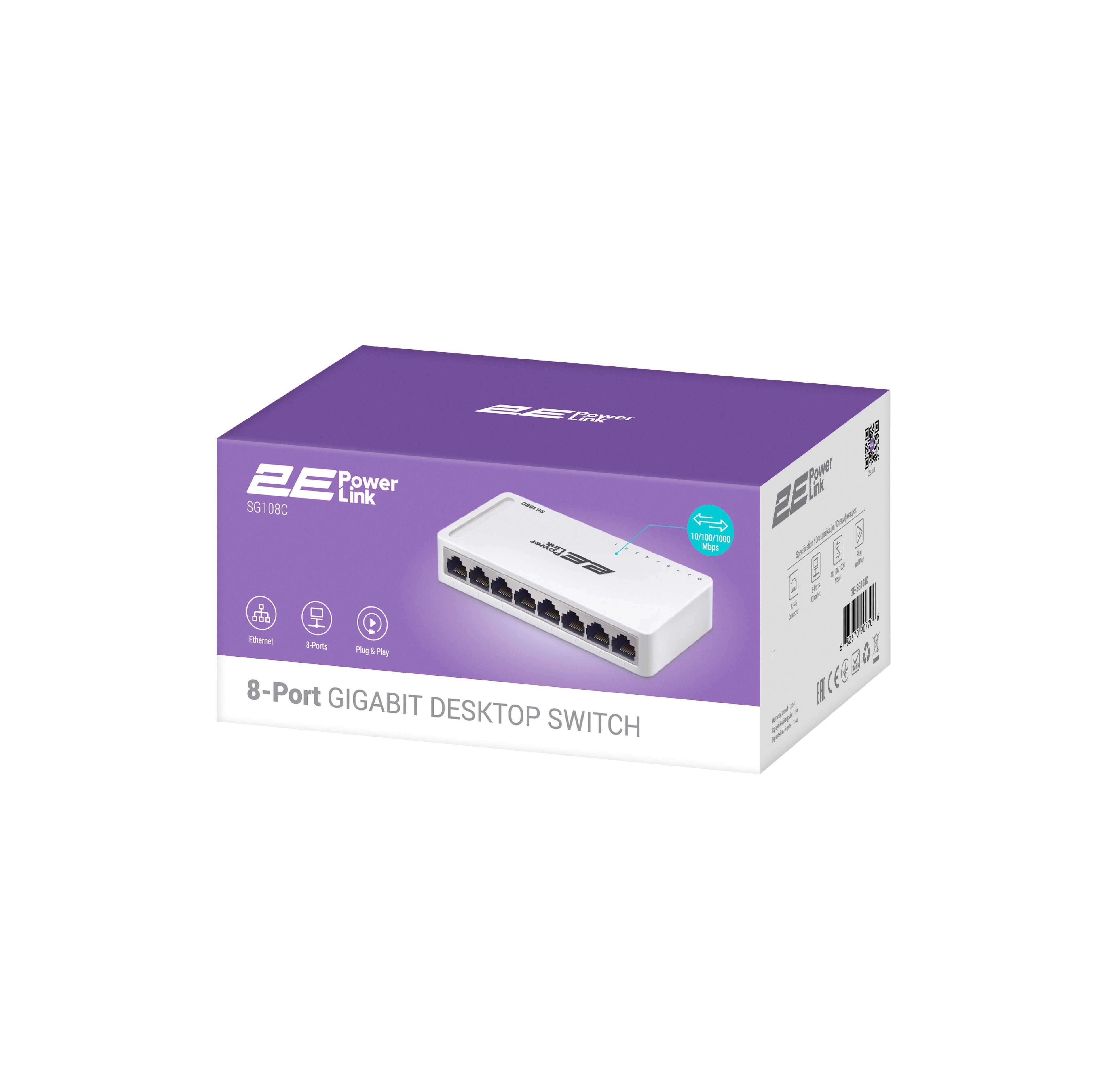 } Акция Коммутатор 2E PowerLink SF108C 8xFE, неуправляемый, десктоп