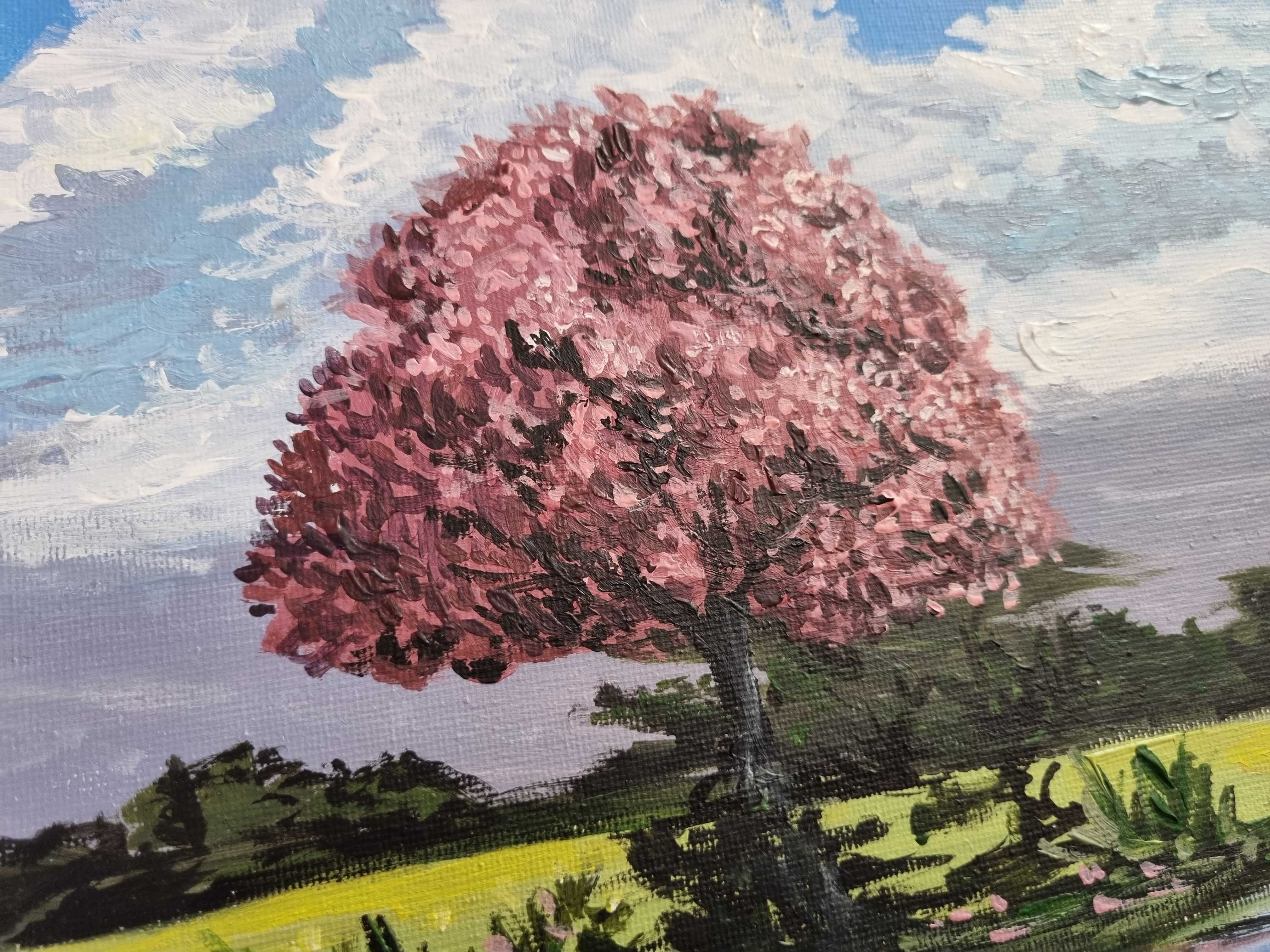 Ръчно рисувана картина "Cherry blossom", акрилни бои, 40×30 см