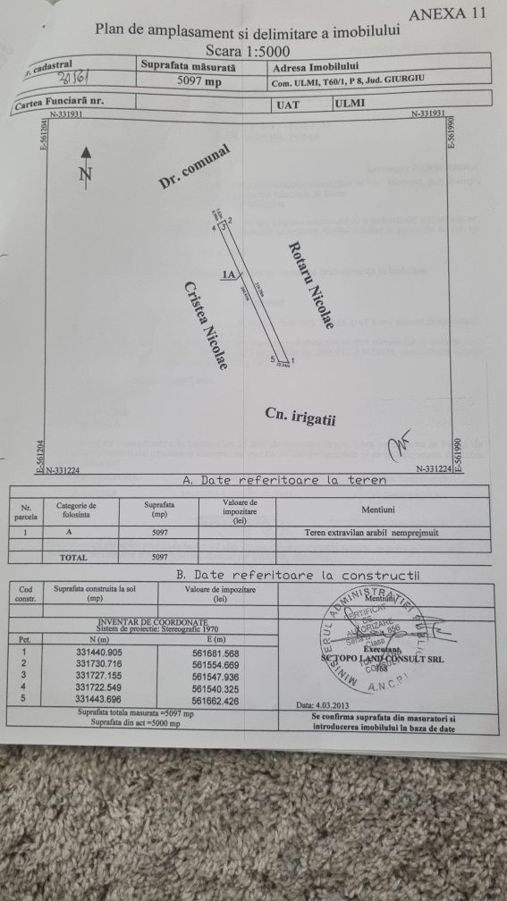 Comuna Ulmi pt cultivat si constructii  aproape de Bucuresti A1 km23