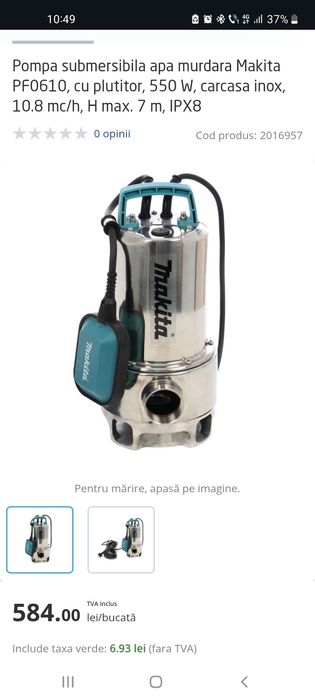 Vand pompa submersibila Makita550w noua