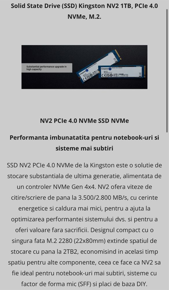 SSD M2 1Tb Kingston