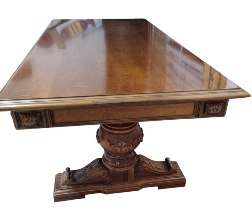 MASA + 6 SCAUNE din Lemn Masiv Nuc Sculptat Manual