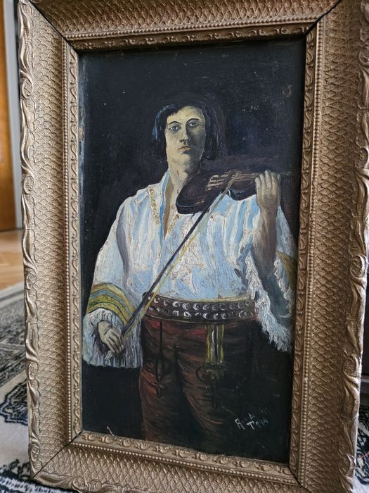Tablou vechi "Haiduc cu Vioara", pictor Aurel Tara