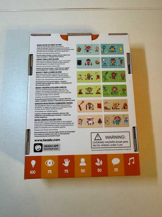 Joc Trio Logic Game Headu, 3+ ani, meserii, 36 piese, 12 planse ca nou