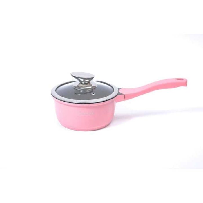 Комплект розови тенджери и тигани с капаци — чисто нови