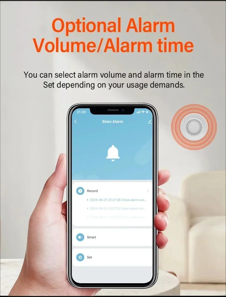 Tuya / Smart Life WiFi сирена за сигурност, 100db високоговорител