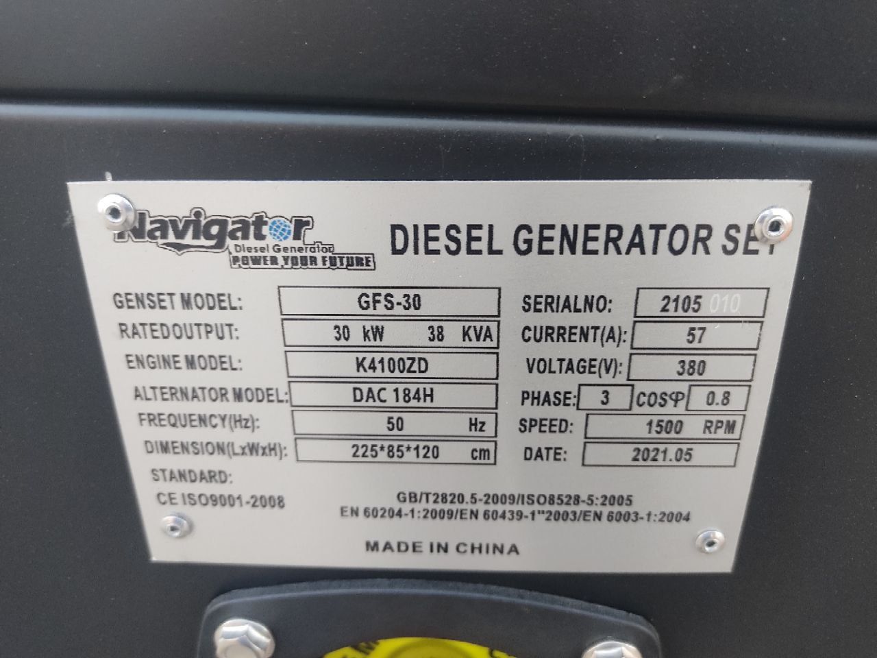 Generator NAVIGATOR GFS 38 kwa 30 kw Dizel