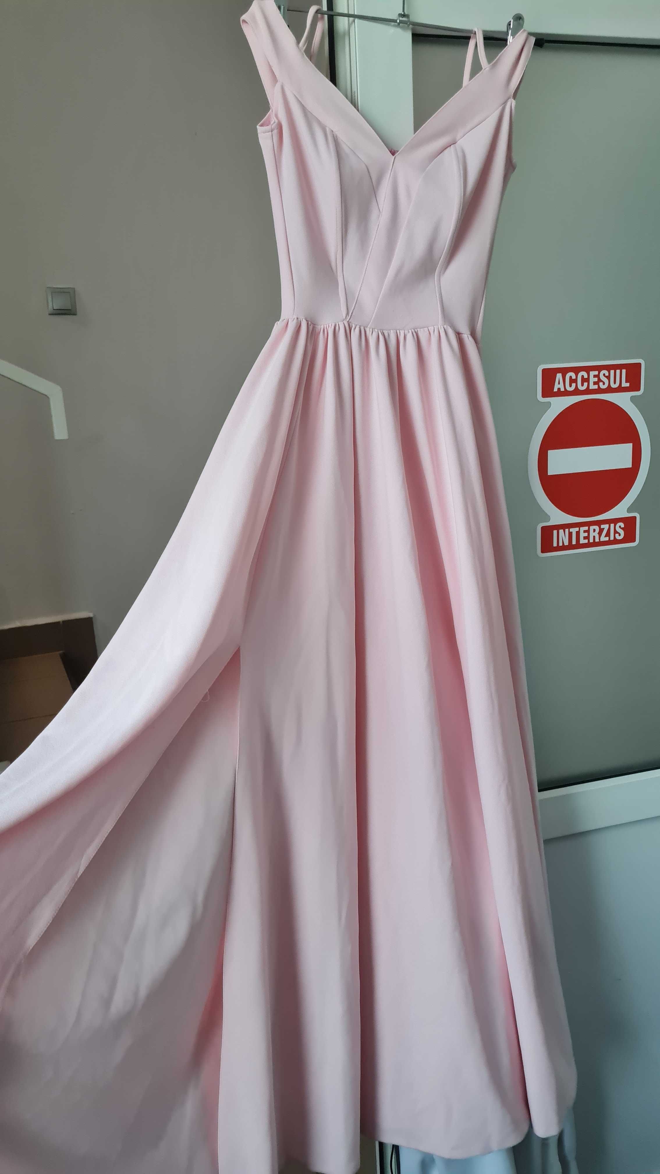Rochie de nunta/de ocazie femei, roz lunga, noua, marime Xs-S de vara