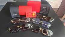 Set complet ochelari de soare Cartier Diamond Cut, rimless