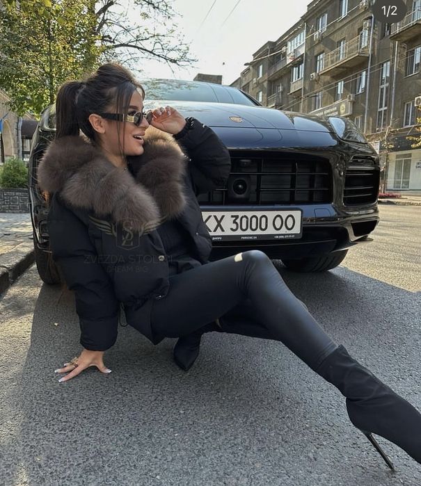 Jacheta Sevi Sevi cu guler din blana naturala