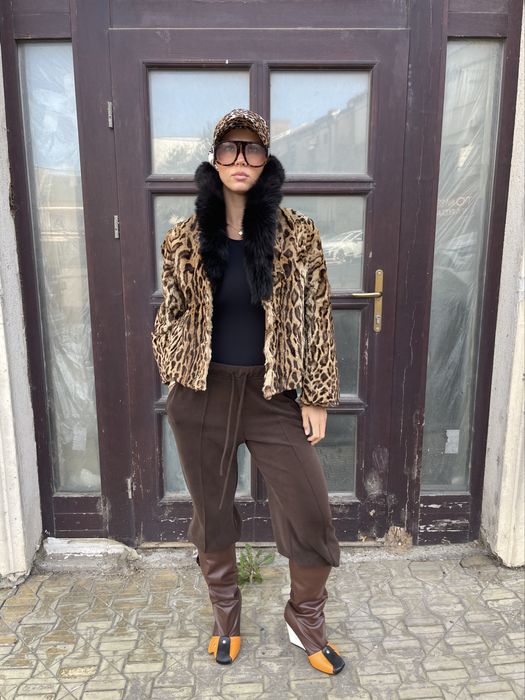 Haina scurta de ocelot cu guler de vulpe